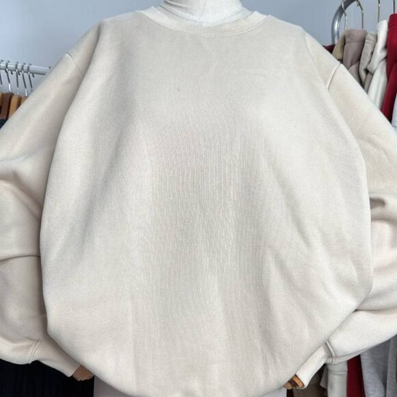 Sweaters - Oversized Beige Crewneck Sweatshirt